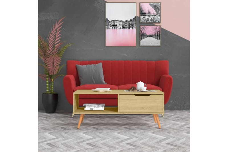 Salongbord sonoma eik 100x49,5x43 cm sponplate - Brun - Møbler - Bord - Sofabord
