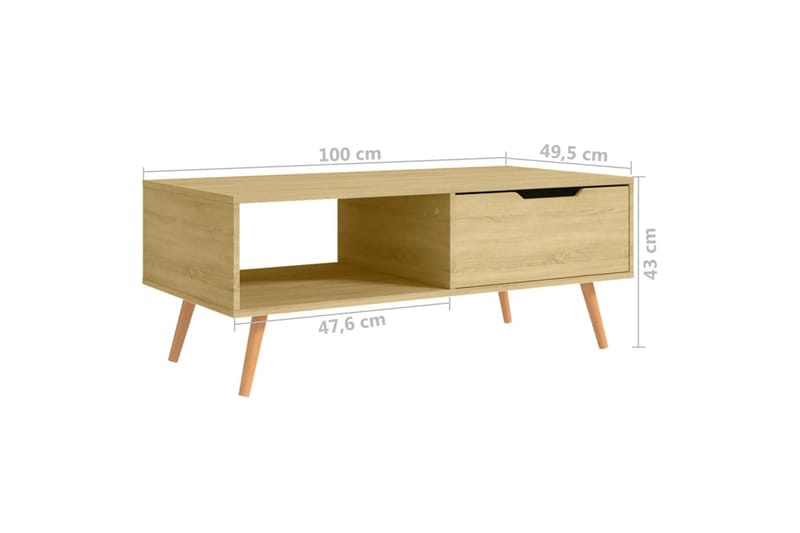 Salongbord sonoma eik 100x49,5x43 cm sponplate - Brun - Møbler - Bord - Sofabord