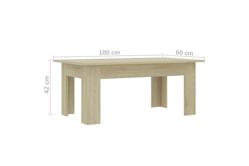 Salongbord sonoma eik 100x60x42 cm sponplate - Møbler - Bord - Sofabord