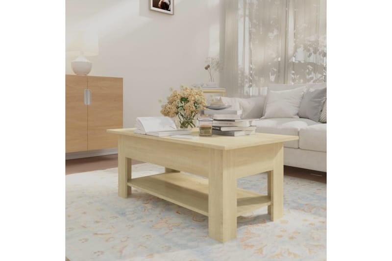 Salongbord sonoma eik 102x55x42 cm sponplate - Brun - Møbler - Bord - Sofabord