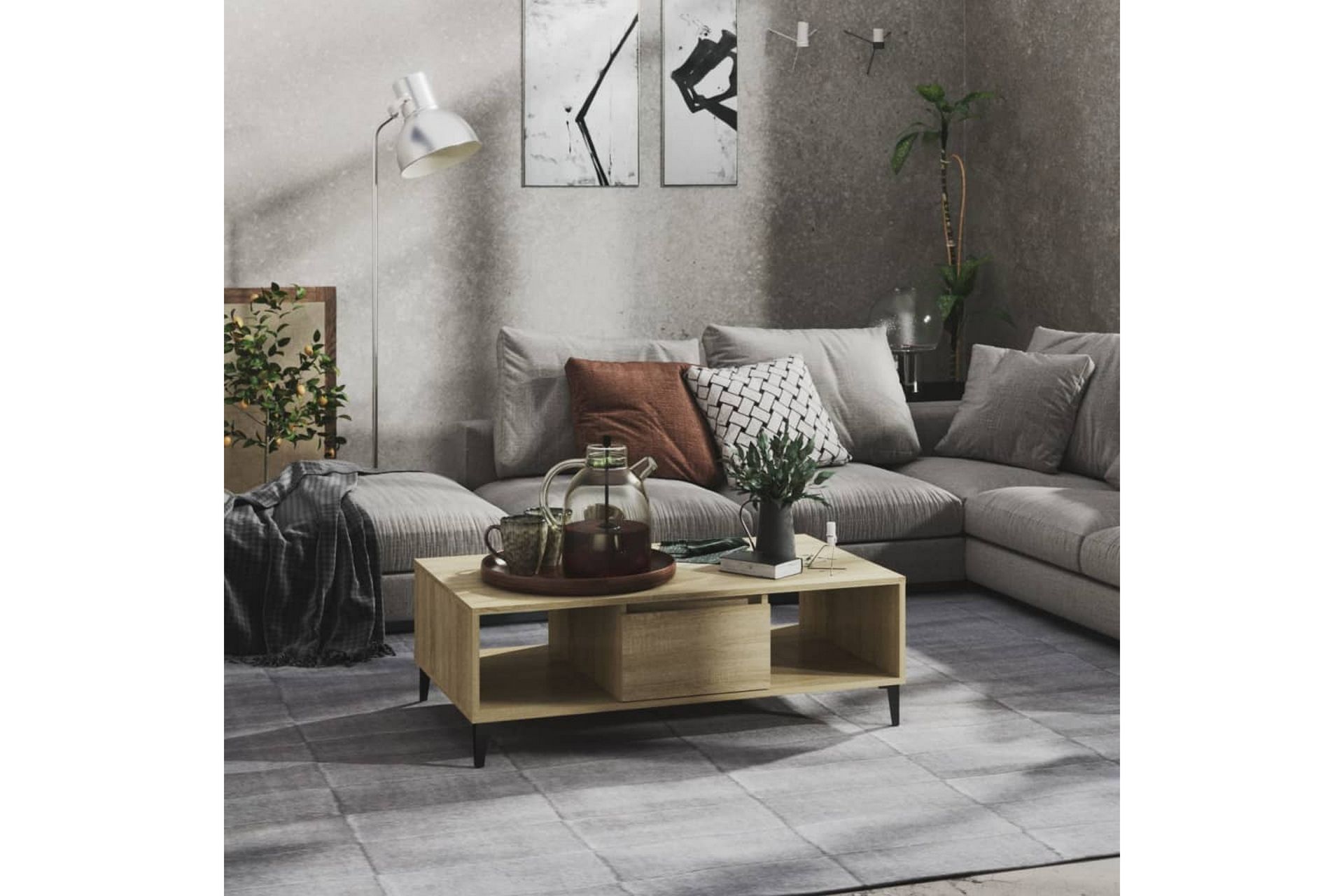 Salongbord sonoma eik 103,5x60x35 cm sponplate - Brun - Møbler - Bord - Sofabord