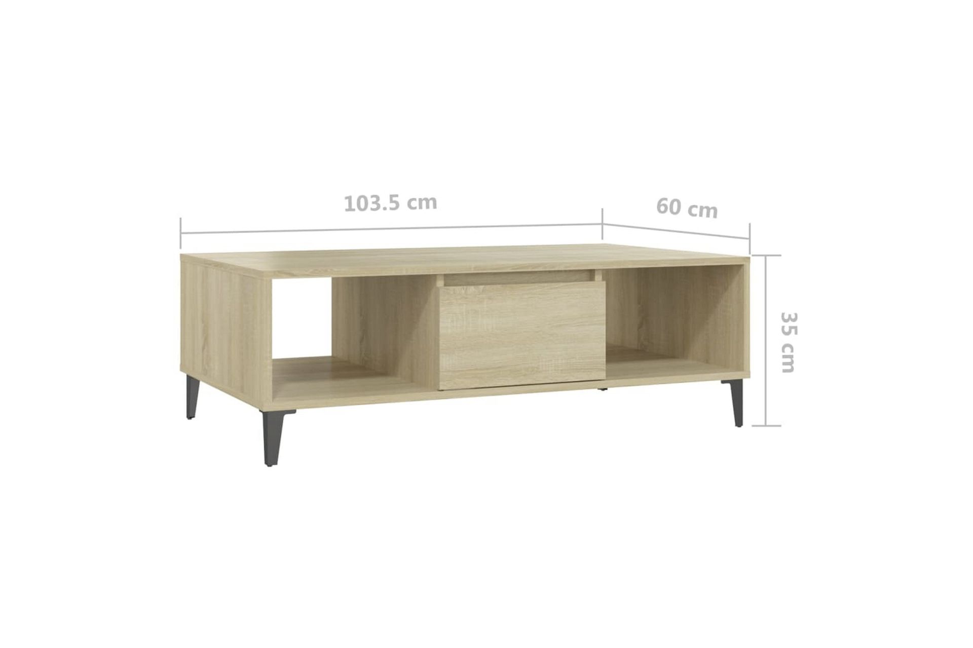 Salongbord sonoma eik 103,5x60x35 cm sponplate - Brun - Møbler - Bord - Sofabord