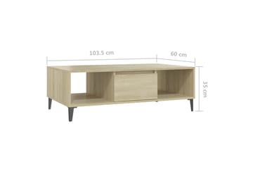Salongbord sonoma eik 103,5x60x35 cm sponplate - Brun - Møbler - Bord - Sofabord