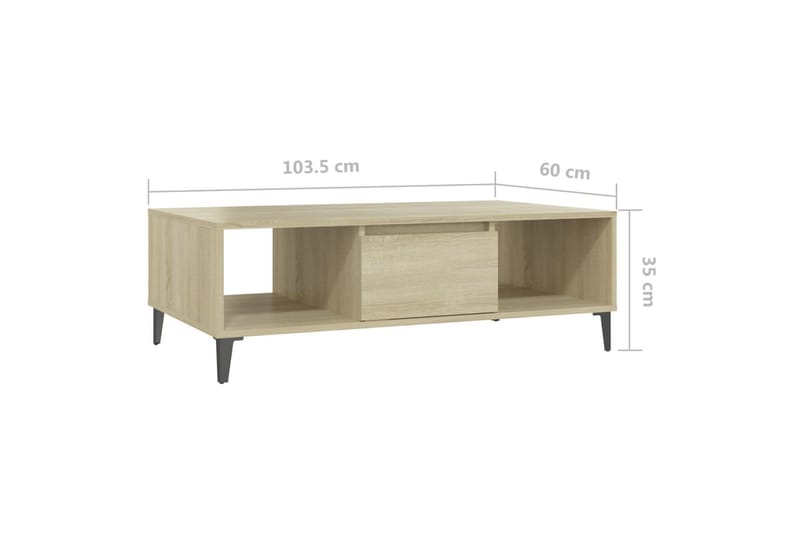 Salongbord sonoma eik 103,5x60x35 cm sponplate - Brun - Møbler - Bord - Sofabord