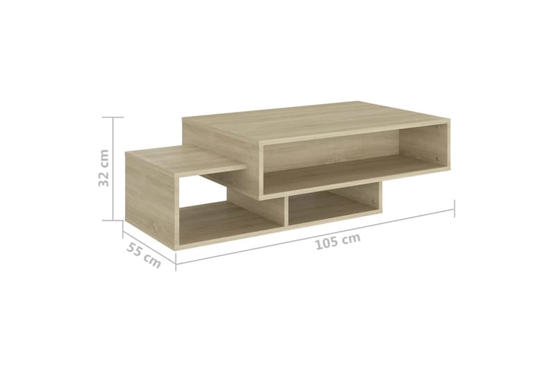 Salongbord sonoma eik 105x55x32 cm sponplate - Brun - Møbler - Bord - Sofabord