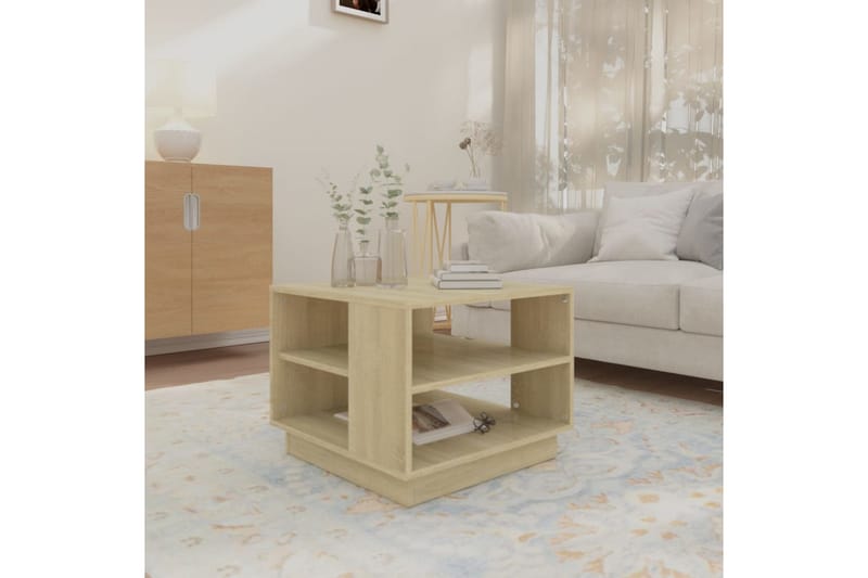 Salongbord sonoma eik 55x55x43 cm sponplate - Brun - Møbler - Bord - Sofabord