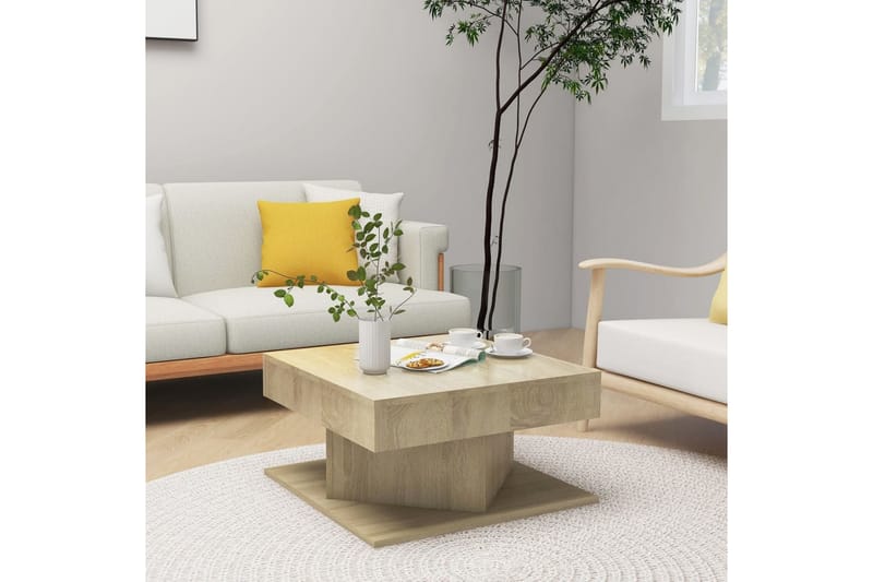 Salongbord sonoma eik 57x57x30 cm sponplate - Brun - Møbler - Bord - Sofabord