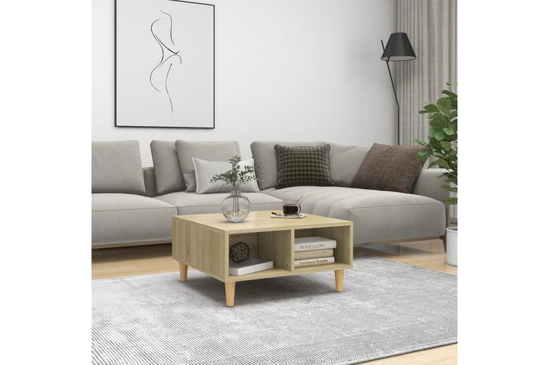 Salongbord sonoma eik 60x60x30 cm sponplate - Brun - Møbler - Bord - Sofabord