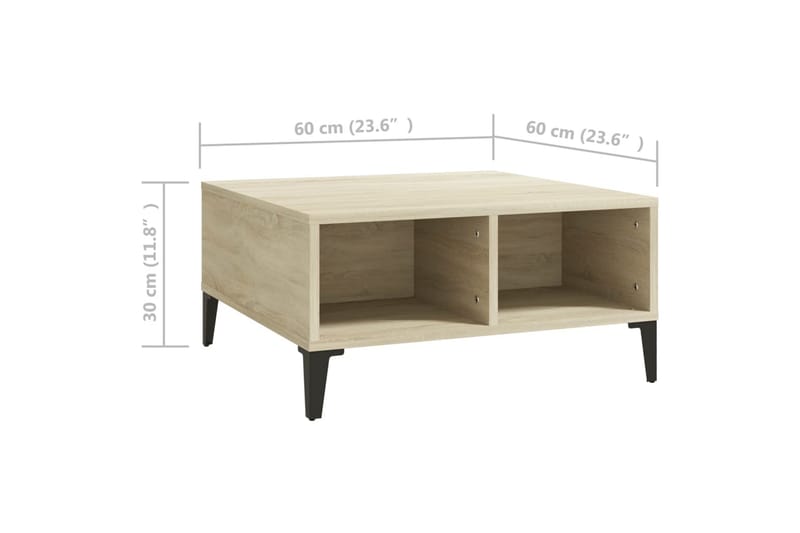 Salongbord sonoma eik 60x60x30 cm sponplate - Brun - Møbler - Bord - Sofabord