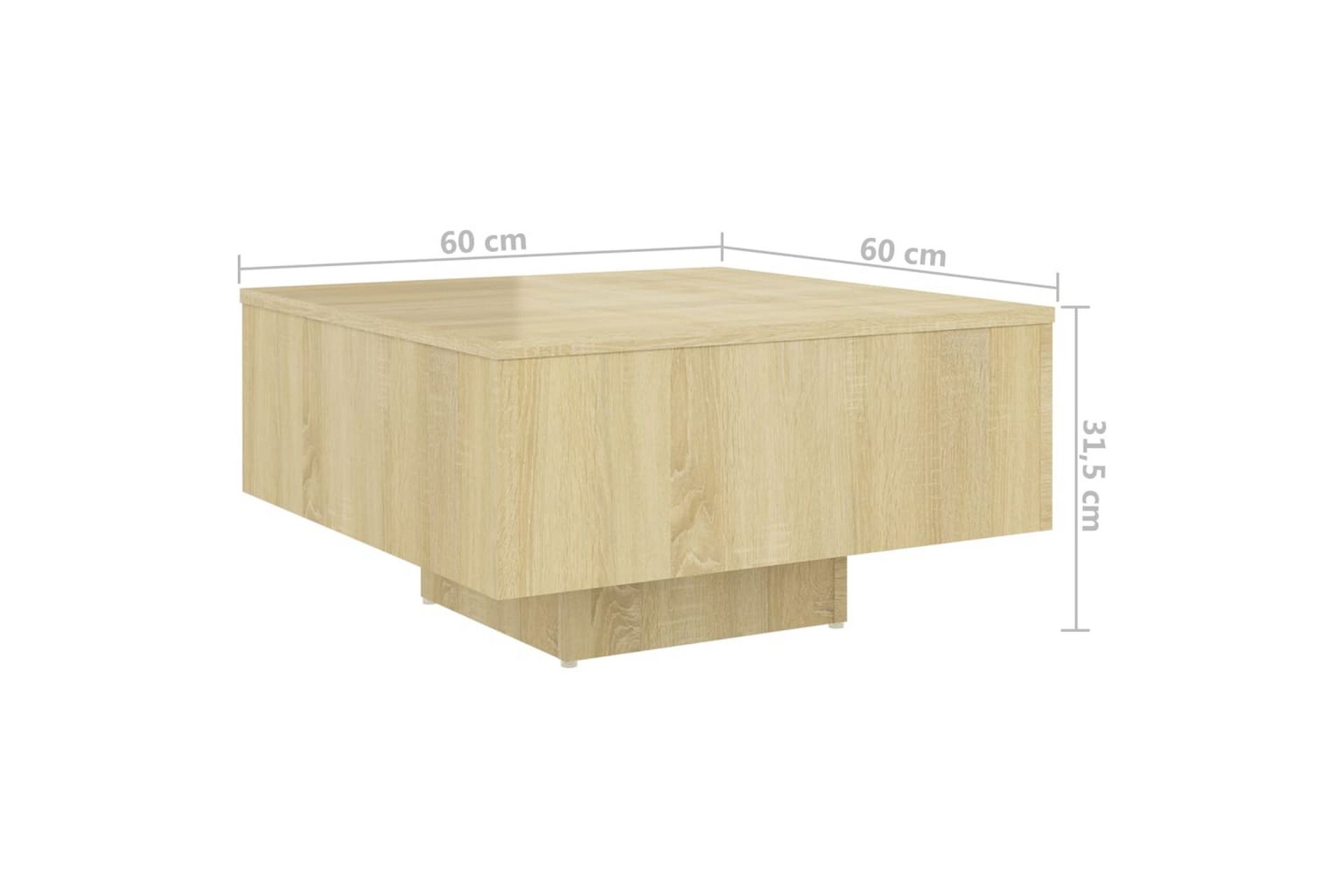 Salongbord sonoma eik 60x60x31,5 cm sponplate - Brun - Møbler - Bord - Sofabord