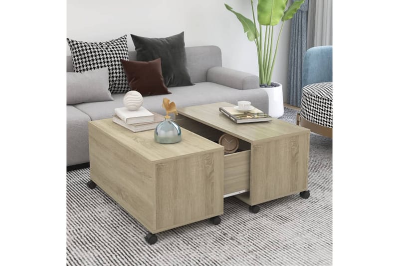 Salongbord sonoma eik 75x75x38 cm sponplate - Brun - Møbler - Bord - Sofabord