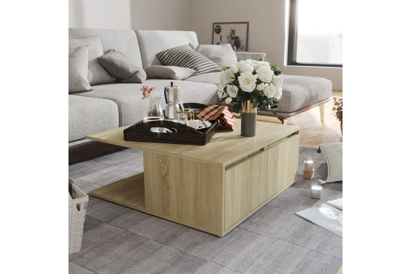 Salongbord sonoma eik 80x80x31 cm sponplate - Brun - Møbler - Bord - Sofabord