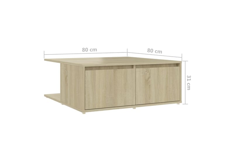 Salongbord sonoma eik 80x80x31 cm sponplate - Brun - Sofabord