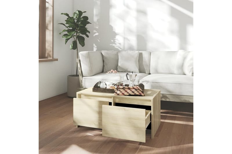Salongbord sonoma eik 90x50x41,5 cm sponplate - Beige - Møbler - Bord - Sofabord