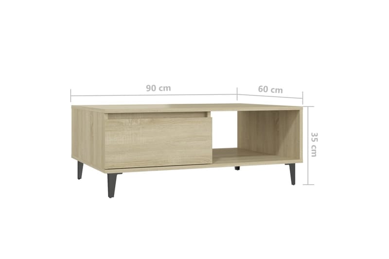 Salongbord sonoma eik 90x60x35 cm sponplate - Brun - Møbler - Bord - Sofabord