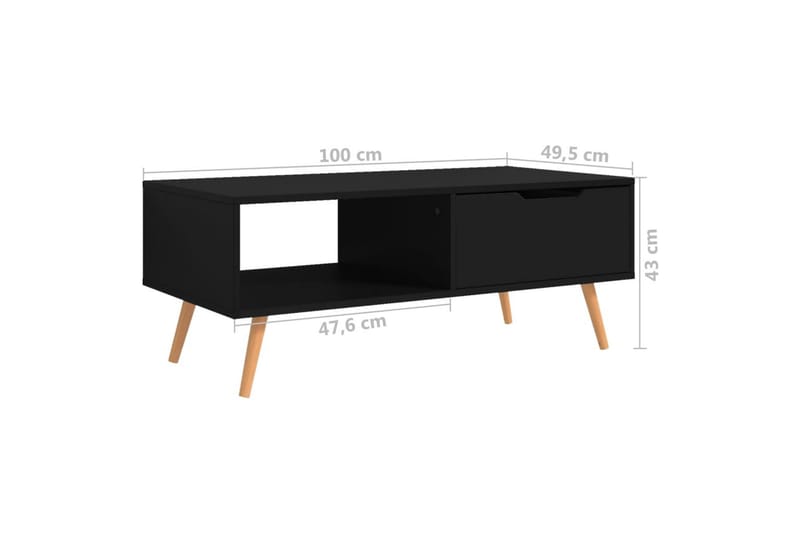 Salongbord svart 100x49,5x43 cm sponplate - Svart - Møbler - Bord - Sofabord