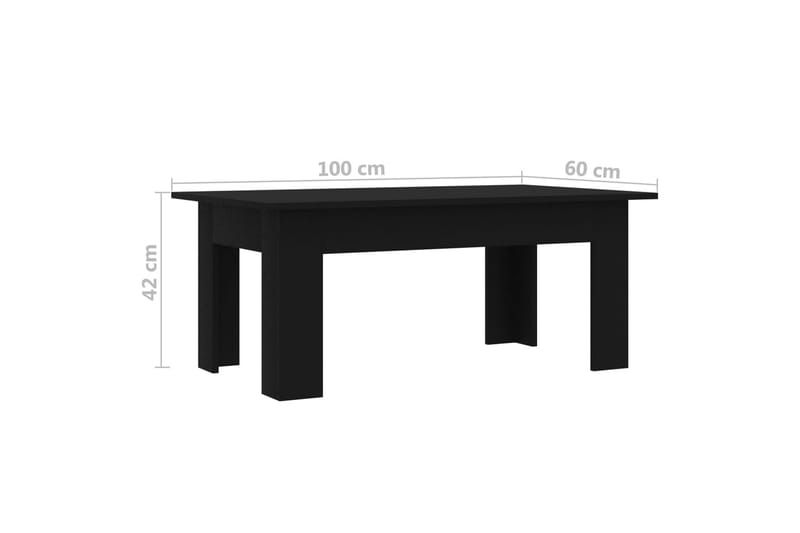 Salongbord svart 100x60x42 cm sponplate - Sofabord