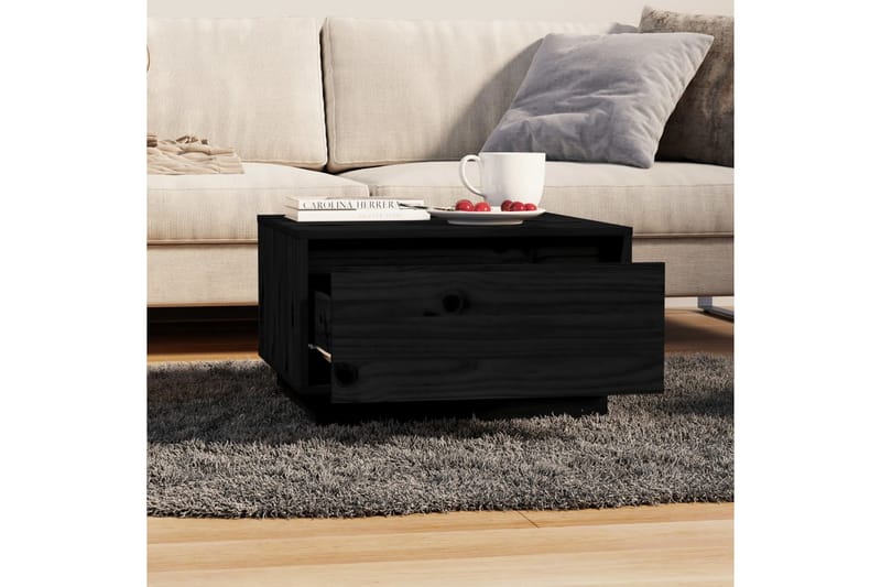 Salongbord svart 55x56x32 cm heltre furu - Svart - Møbler - Bord - Sofabord