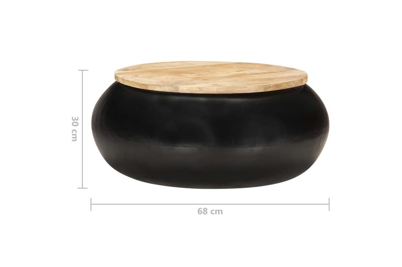 Salongbord svart 68x68x30 cm heltre mango - Svart - Sofabord