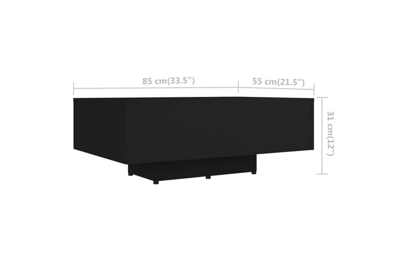 Salongbord svart 85x55x31 cm sponplate - Svart - Sofabord
