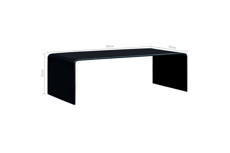 Salongbord svart 98x45x31 cm herdet glass - Svart - Sofabord