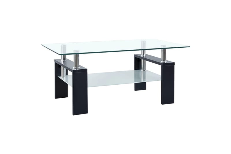 Salongbord svart og gjennomsiktig 95x55x40 cm herdet glass - Svart - Sofabord