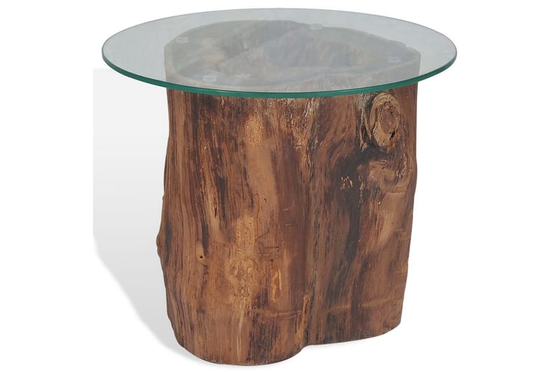 Salongbord teak glass 50x40 cm - Glass/Teak - Møbler - Bord - Sofabord