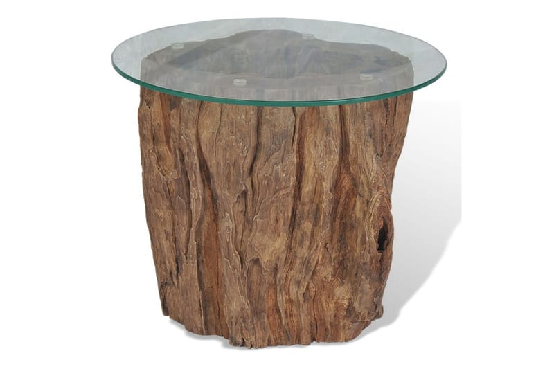 Salongbord teak glass 50x40 cm - Glass/Teak - Møbler - Bord - Sofabord