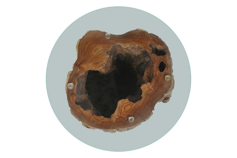 Salongbord teak glass 50x40 cm - Glass/Teak - Møbler - Bord - Sofabord