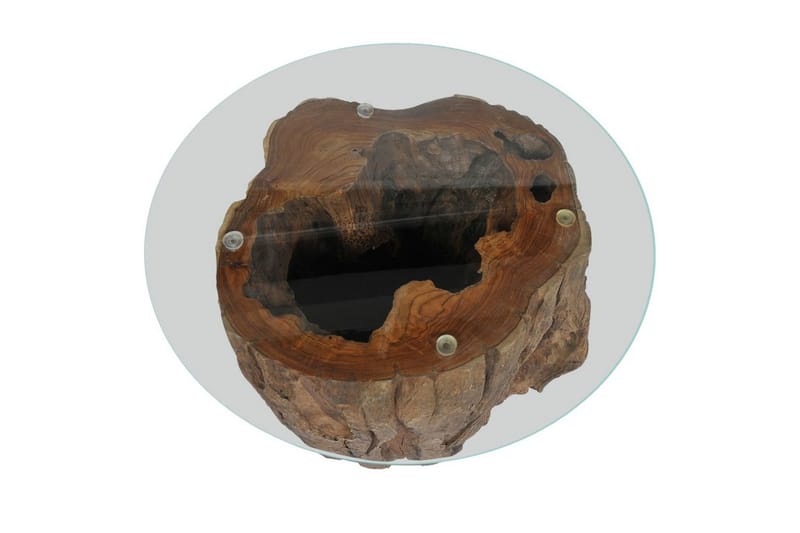 Salongbord teak glass 50x40 cm - Glass/Teak - Møbler - Bord - Sofabord