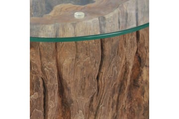 Salongbord teak glass 50x40 cm - Glass/Teak - Møbler - Bord - Sofabord