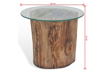 Salongbord teak glass 50x40 cm - Glass/Teak - Møbler - Bord - Sofabord