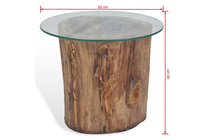 Salongbord teak glass 50x40 cm - Glass/Teak - Møbler - Bord - Sofabord