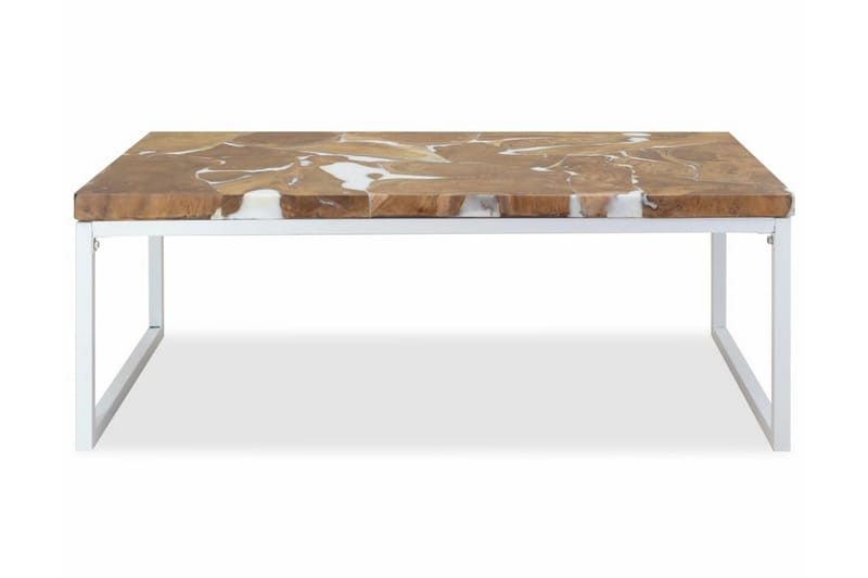 Salongbord teak harpiks 110x60x40 cm - Teak/Hvit - Møbler - Bord - Sofabord