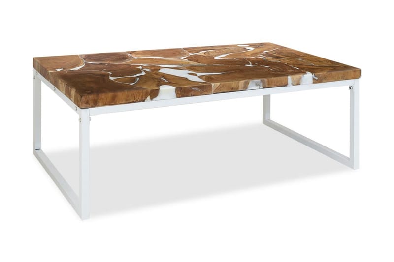 Salongbord teak harpiks 110x60x40 cm - Teak/Hvit - Møbler - Bord - Sofabord