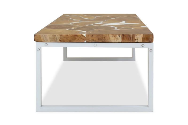 Salongbord teak harpiks 110x60x40 cm - Teak/Hvit - Møbler - Bord - Sofabord
