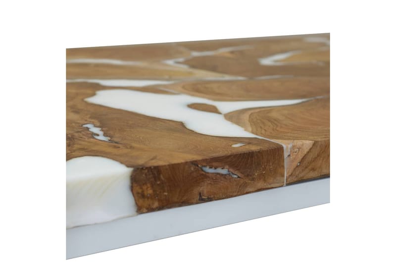 Salongbord teak harpiks 110x60x40 cm - Teak/Hvit - Møbler - Bord - Sofabord