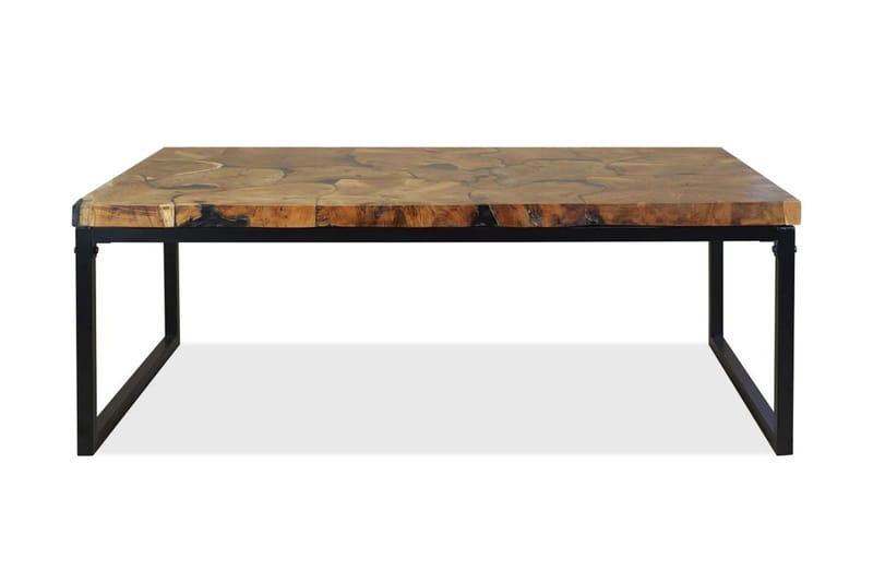 Salongbord teak harpiks 110x60x40 cm - Teak/Svart - Møbler - Bord - Sofabord