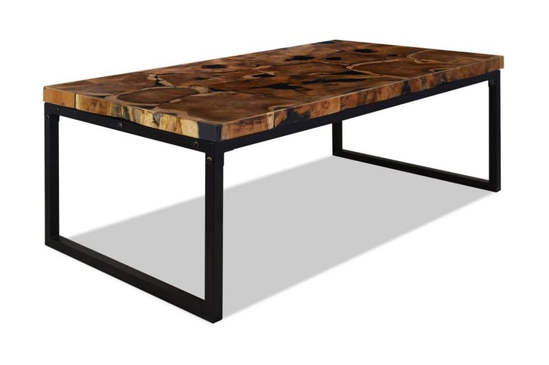 Salongbord teak harpiks 110x60x40 cm - Teak/Svart - Møbler - Bord - Sofabord