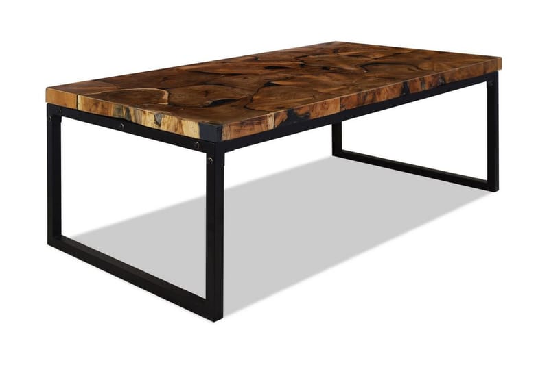 Salongbord teak harpiks 110x60x40 cm - Teak/Svart - Møbler - Bord - Sofabord