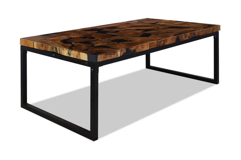 Salongbord teak harpiks 110x60x40 cm - Teak/Svart - Møbler - Bord - Sofabord
