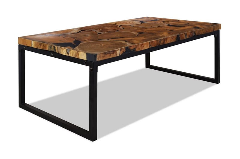 Salongbord teak harpiks 110x60x40 cm - Teak/Svart - Møbler - Bord - Sofabord