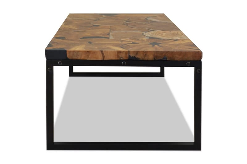 Salongbord teak harpiks 110x60x40 cm - Teak/Svart - Møbler - Bord - Sofabord