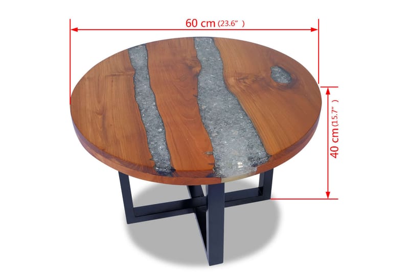 Salongbord Teak Harpiks 60 cm - Teak/Svart - Møbler - Bord - Sofabord