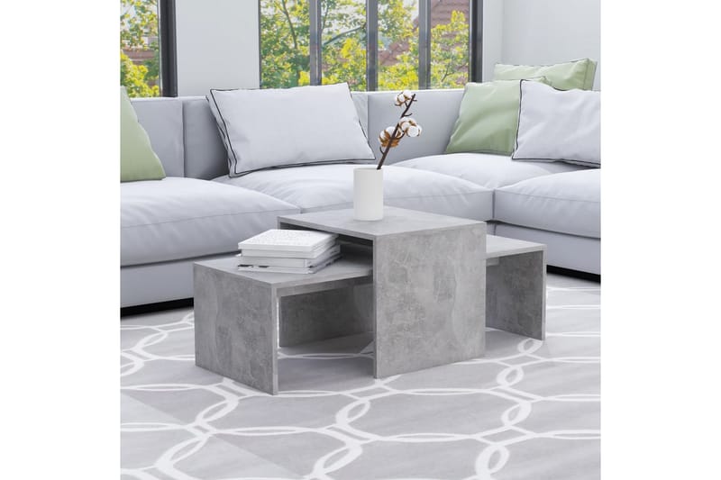 Salongbordsett betonggrå 100x48x40 cm sponplate - Møbler - Bord - Sofabord