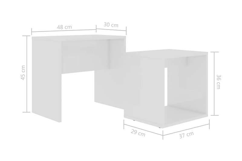Salongbordsett høyglans hvit 48x30x45 cm sponplate - Sofabord
