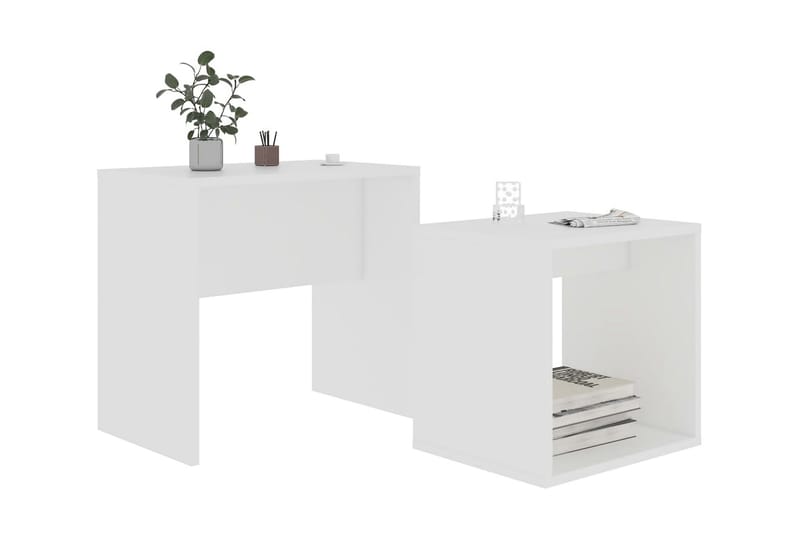 Salongbordsett hvit 48x30x45 cm sponplate - Møbler - Bord - Sofabord