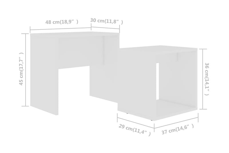 Salongbordsett hvit 48x30x45 cm sponplate - Møbler - Bord - Sofabord