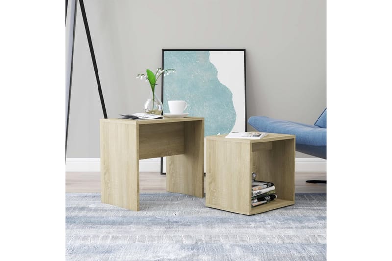 Salongbordsett sonoma eik 48x30x45 cm sponplate - Møbler - Bord - Sofabord