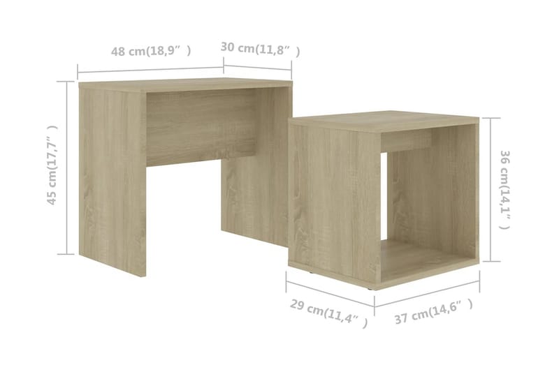Salongbordsett sonoma eik 48x30x45 cm sponplate - Møbler - Bord - Sofabord